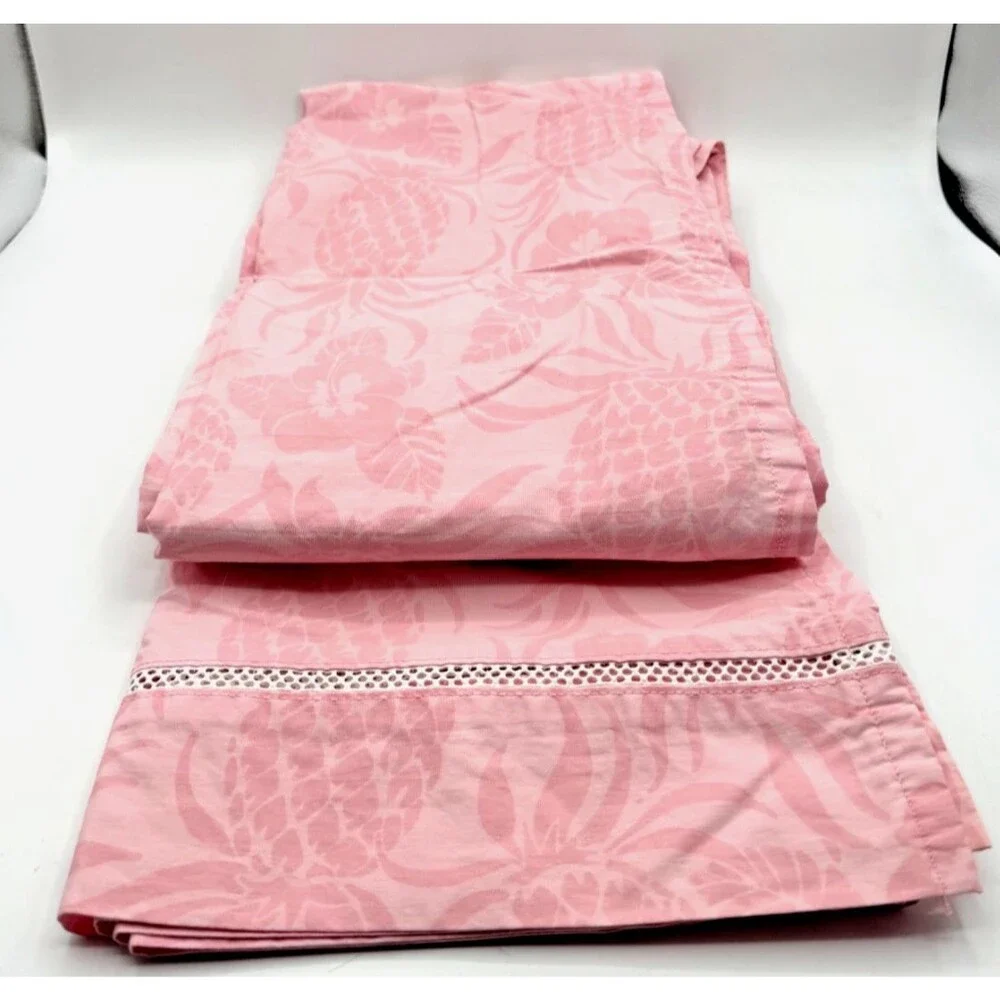 Lilly Pulitzer Pottery Barn Pink Pineapple FULL Flat Sheet Rare Retired